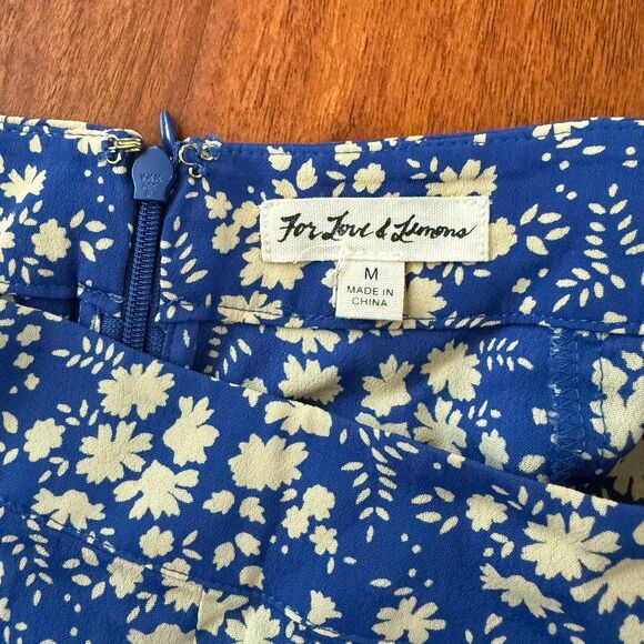 For Love & Lemons Mini Skirt Blue Floral Multicolor Size Small - Picture 2 of 9